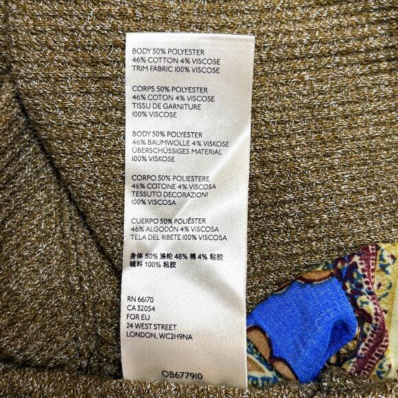 Free People BLOSSOM Oversized Printed Thermal Top Dolman Sleeves Olive Combo M - Picture 12 of 13